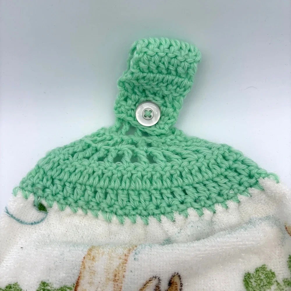 Vintage Peter Rabbit Crochet Hanging Kitchen Towel Cottagecore Storybook Decor